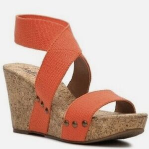 Orange Wedge Platform Sandals